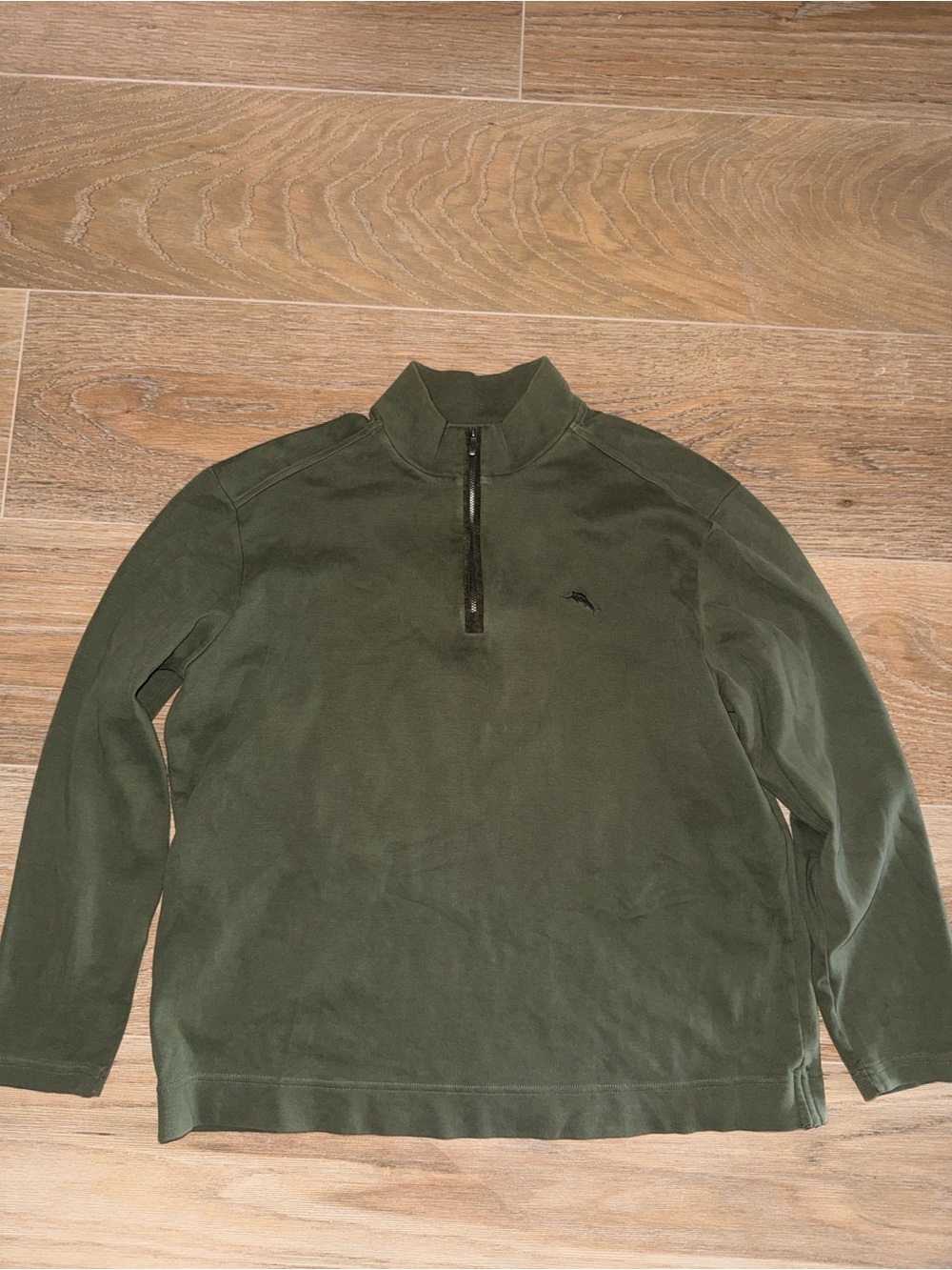 Tommy Bahama Olive Green Quarter-Zip Men’s Cotton Sweater -EL